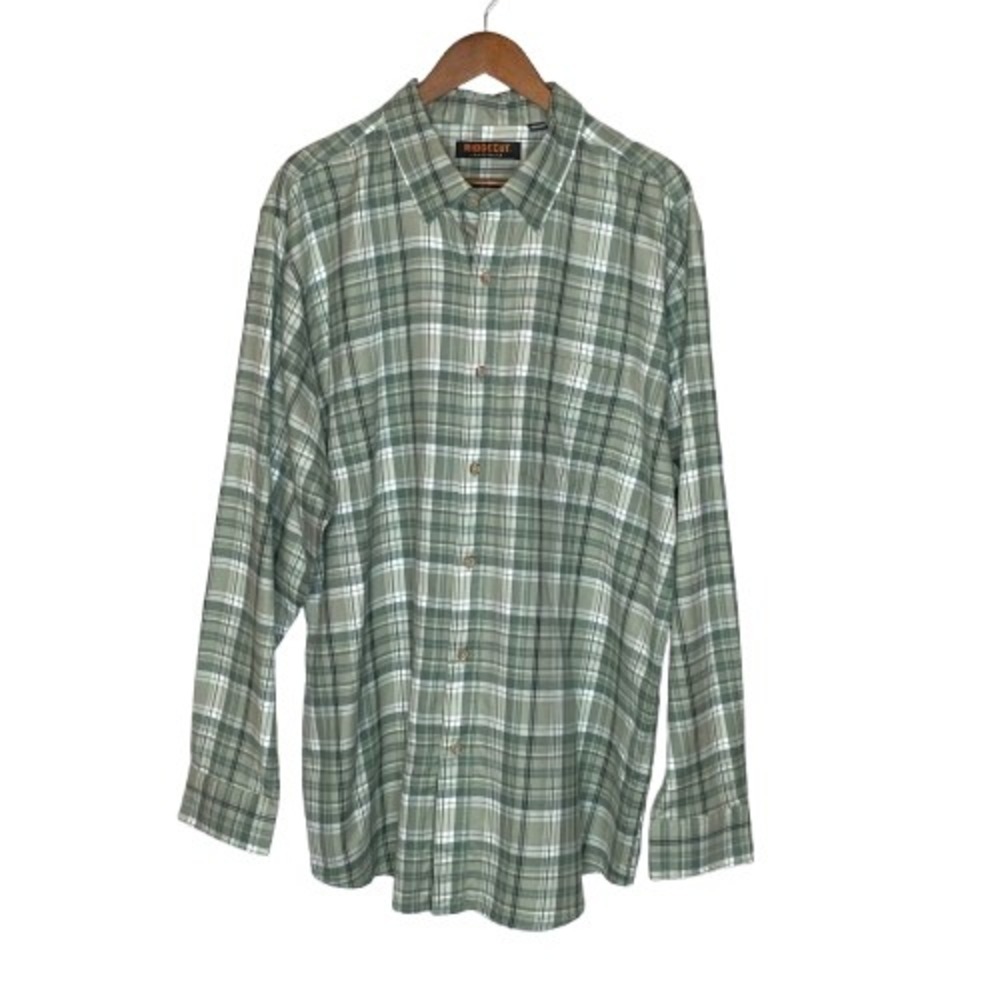 Ridgecut Toughwear Mens Plaid Button Up Shirt Size XLT Green Long Sleeve Casual